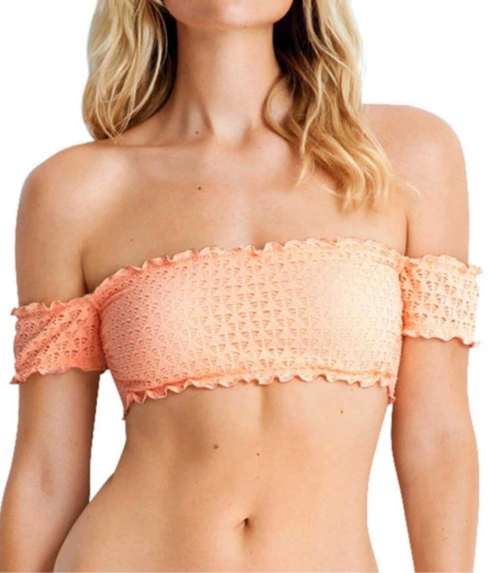 Seafolly Havana Cold Shoulder Bandeau Top in Peach Size US 10
